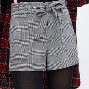 Zara Black & White Tartan Plaid Shorts SMALL